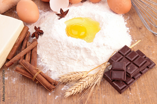 Photo: flour,egg,chocolate and ingredients flour,egg,chocolate and ingredients