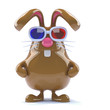 Chocolate bunny in 3d glasses