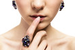 Closeup fashion portrait of young beautiful woman