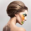 Closeup fashion portrait of young beautiful woman