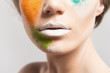 Closeup fashion portrait of young beautiful woman