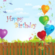 Colorful birthday background with balloons