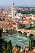 View of Adige river and Saint Peter bridge, Verona, Italy