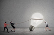 Business teamwork pull light bulb