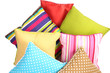 Many various pillows isolated on white