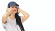 Beautiful girl dancing with cap and headphones
