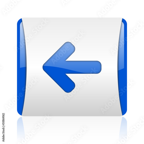 Illustration: arrow left blue square web glossy icon arrow left blue square web glossy icon
