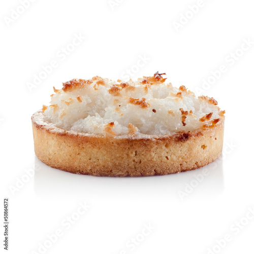 Photo: Coconut individual pie isolated on white Coconut individual pie isolated on white