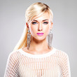 beautiful woman with fashion makeup and white hairs