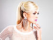 beautiful woman with fashion makeup and white hairs