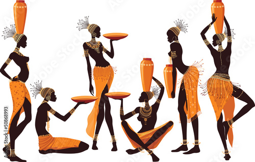 Vector: African women isolated over white background African women isolated over white background