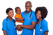 group of african pediatricians with baby boy