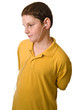 Young boy with ear buds in his ears