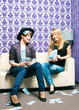 two girls scatter Russian rubles