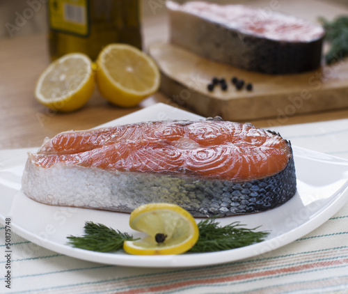 Photo: Two salmon steaks Two salmon steaks
