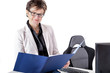 Businesswoman studied business papers