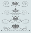 Vector set. Victorian Scrolls and crown. Decorative elements