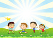 Boys playing in the hill