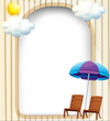 Vector: An empty entrance template with a beach umbrella and chairs An empty entrance template with a beach umbrella and chairs