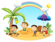 Four boys having an outing at the beach