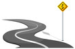 A road with yellow signage