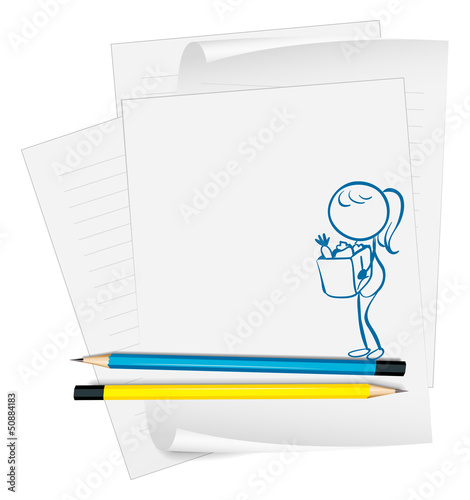 Vector: A paper with a sketch of a lady A paper with a sketch of a lady