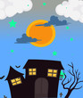 Vektor: A full moon and the haunted house A full moon and the haunted house