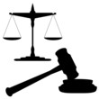 Scales of justice and gavel. vector