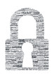 Hacker Concept - Locker Shaped Typographic Vector Word Cloud