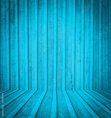 Photo: Blue wooden room interior Blue wooden room interior