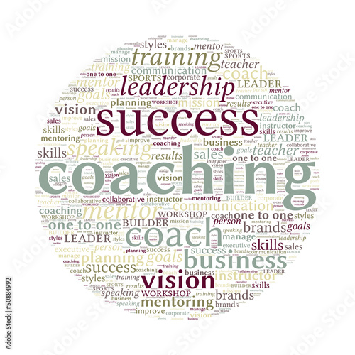 Vector: Coaching Concept Vector Word Cloud on white background Coaching Concept Vector Word Cloud on white background