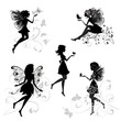 Set of fairies with butterflies