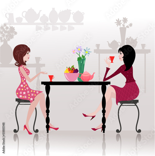 Vector: Girls in the cafe Girls in the cafe