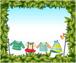 Vector: A frame border with hanging clothes and a bird A frame border with hanging clothes and a bird