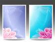 Two flowers banners  or background with pink magenta peony