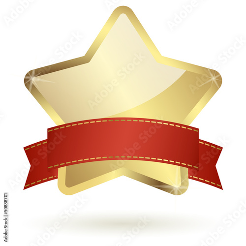 Vector: goldener Stern mit rotem Banner goldener Stern mit rotem Banner