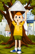 Boy in the park character cartoon style vector illustration