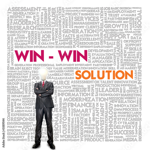 Illustration: Business word cloud for business and finance concept, Win win so Business word cloud for business and finance concept, Win win so