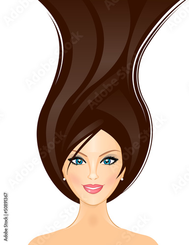 Vector: Vector illustration of beautiful girl with long blond hair Vector illustration of beautiful girl with long blond hair
