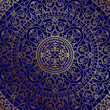 Vector oriental blue background with gold ornament