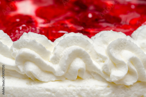 Photo: Whip Cream Texture With Red Jelly And Strawberries Whip Cream Texture With Red Jelly And Strawberries