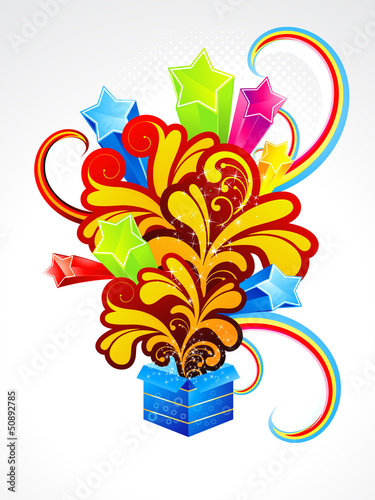 Vector: abstract exploade magic box with floral abstract exploade magic box with floral