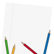 Blatt Papier kariert mit Stiften
