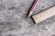 wooden ruler and pen