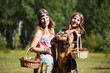 Young girls with a fruit basket