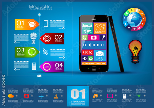 Vector: Modern Infographic with a touch screen smartphone Modern Infographic with a touch screen smartphone