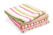 Colorful kitchen towels isolated on white background