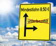 Verkehrsschild mit Mindestlohn