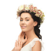 woman wearing wreath of flowers