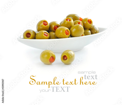 Photo: Green olives stuffed with pimento Green olives stuffed with pimento